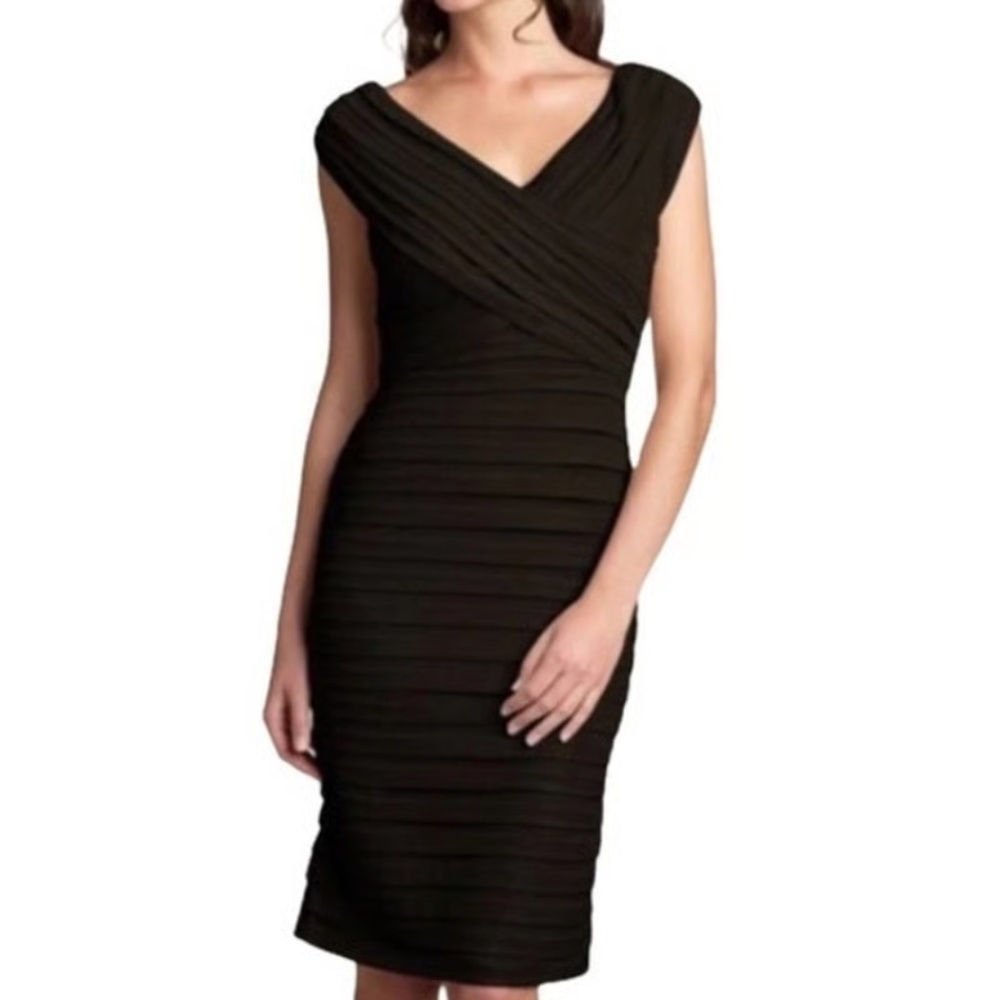 TADASHI SHOJI OFF SHOULDER SHUTTER PLEAT DRESS